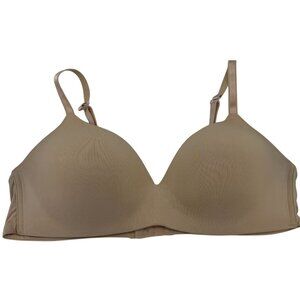 Auden Womens Light Lift Plunge Bra Padded Underwire Size 38C Beige Solid Stretch